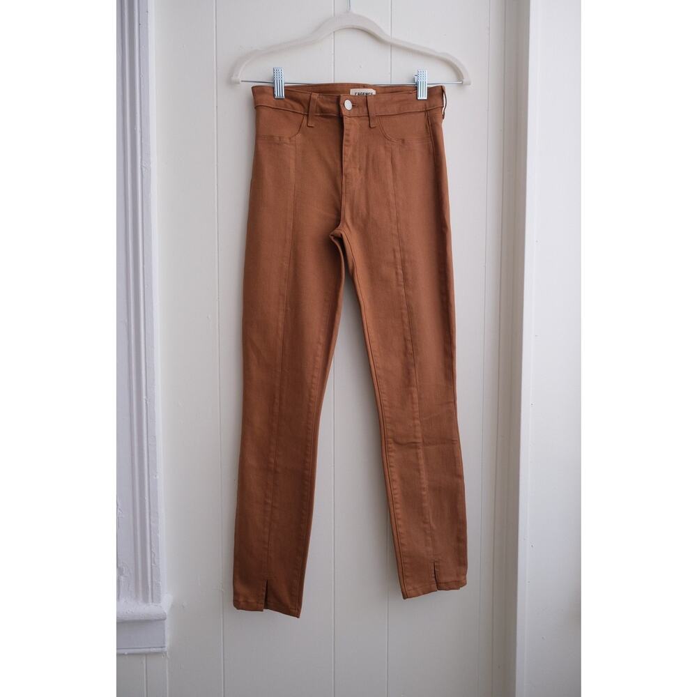 L'Agence Womens Jyothi High Rise Split Ankle Sz 26 Cognac Cropped